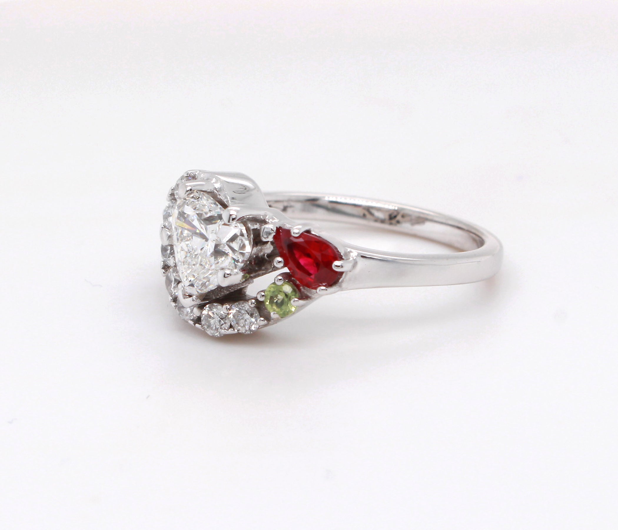 Heart Diamond Ruby Family Ring Redesigned