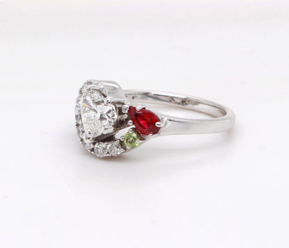 Heart Diamond Ruby Family Ring Redesigned