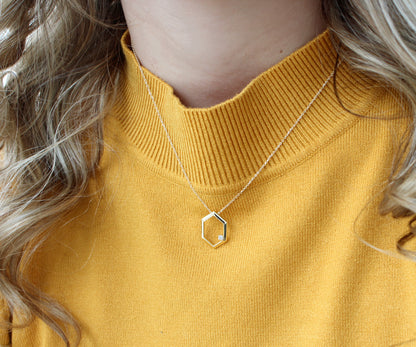 Open Geometric Diamond Gold Necklace
