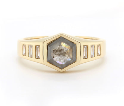 Hexagon Pepper Diamond Men's Wedding Ring