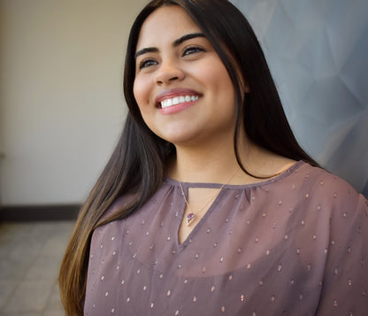 Hexagon Amethyst Diamond Rose Gold Necklace