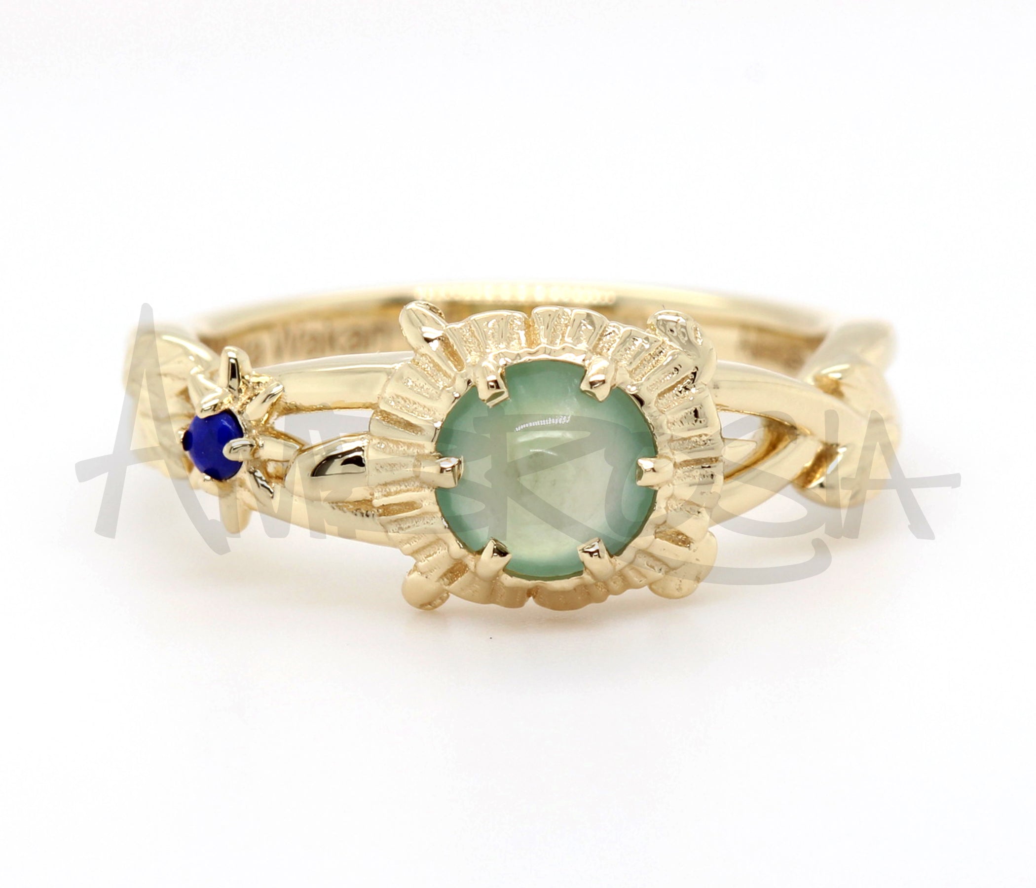 Jadeite Turtle North Star Gold Ring