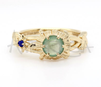 Jadeite Turtle North Star Gold Ring