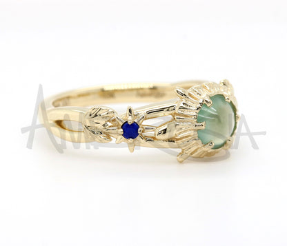 Jadeite Turtle North Star Gold Ring