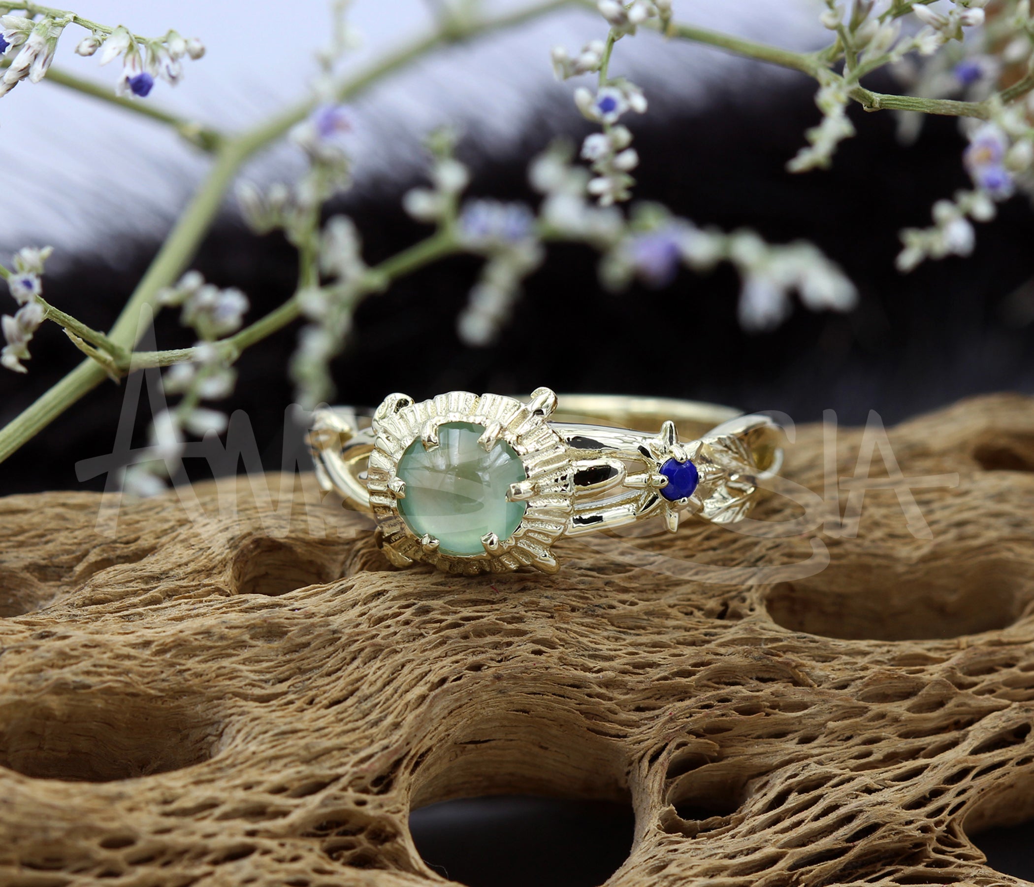 Jadeite Turtle North Star Gold Ring