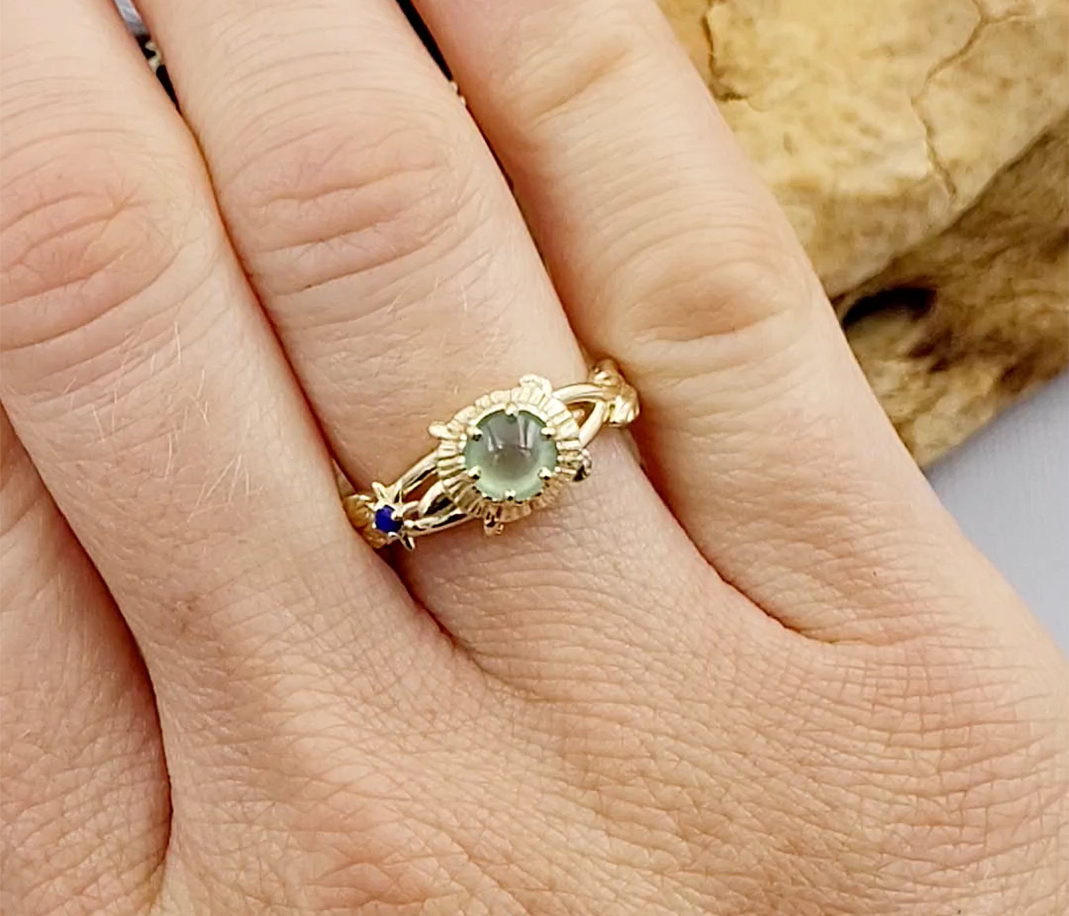 Jadeite Turtle North Star Gold Ring