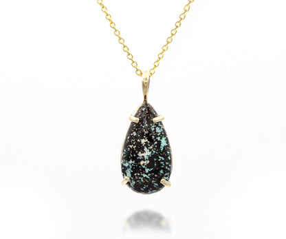 Medium Teardrop Leopard Opal Gold Necklace