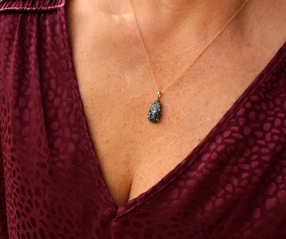 Medium Teardrop Leopard Opal Gold Necklace