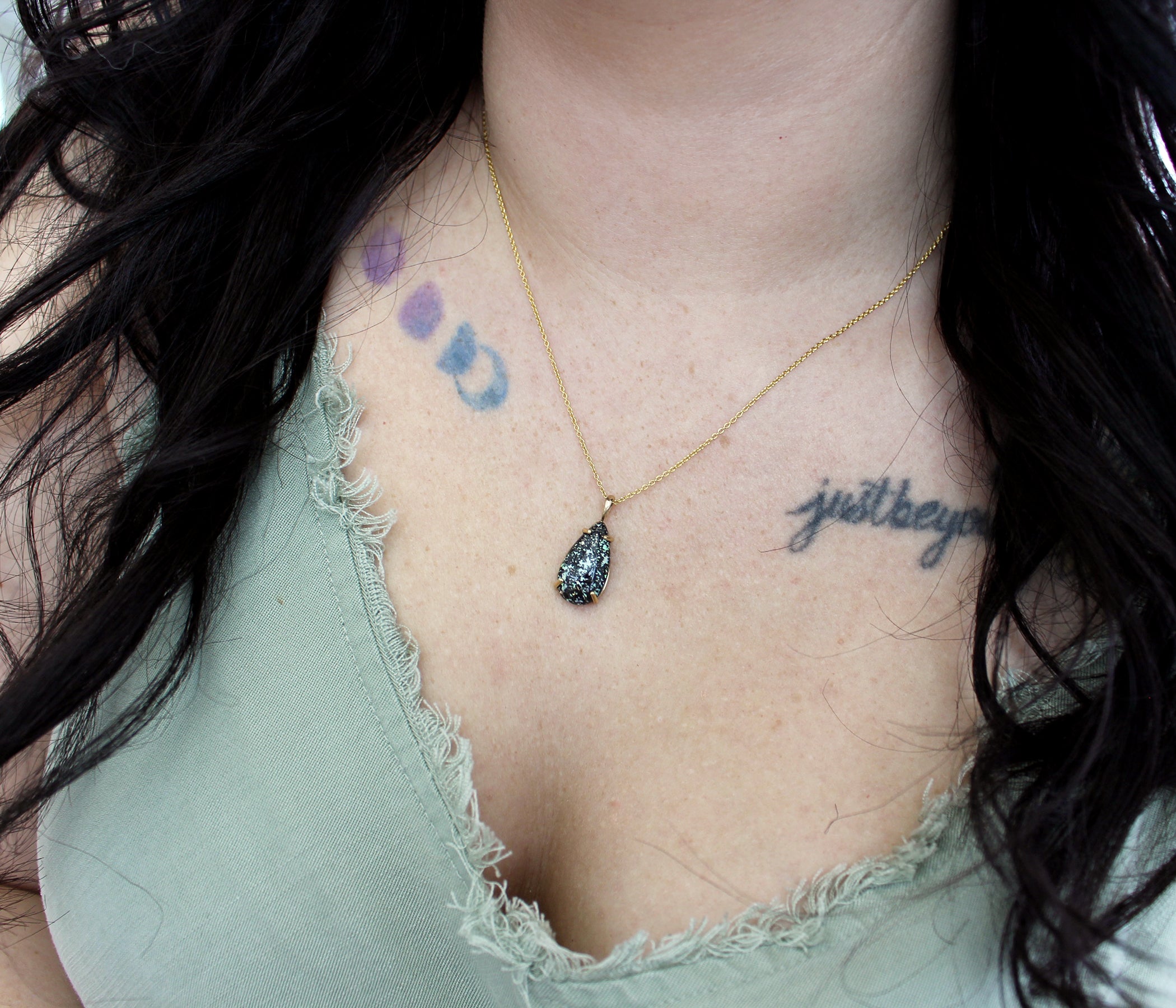 Medium Teardrop Leopard Opal Gold Necklace