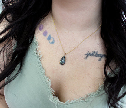 Medium Teardrop Leopard Opal Gold Necklace