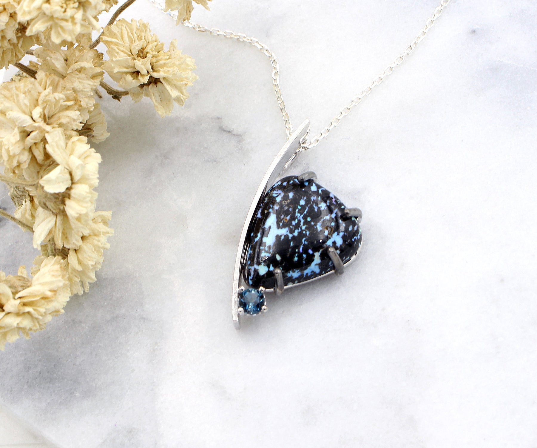 Modern Trillion Leopard Opal Topaz Necklace