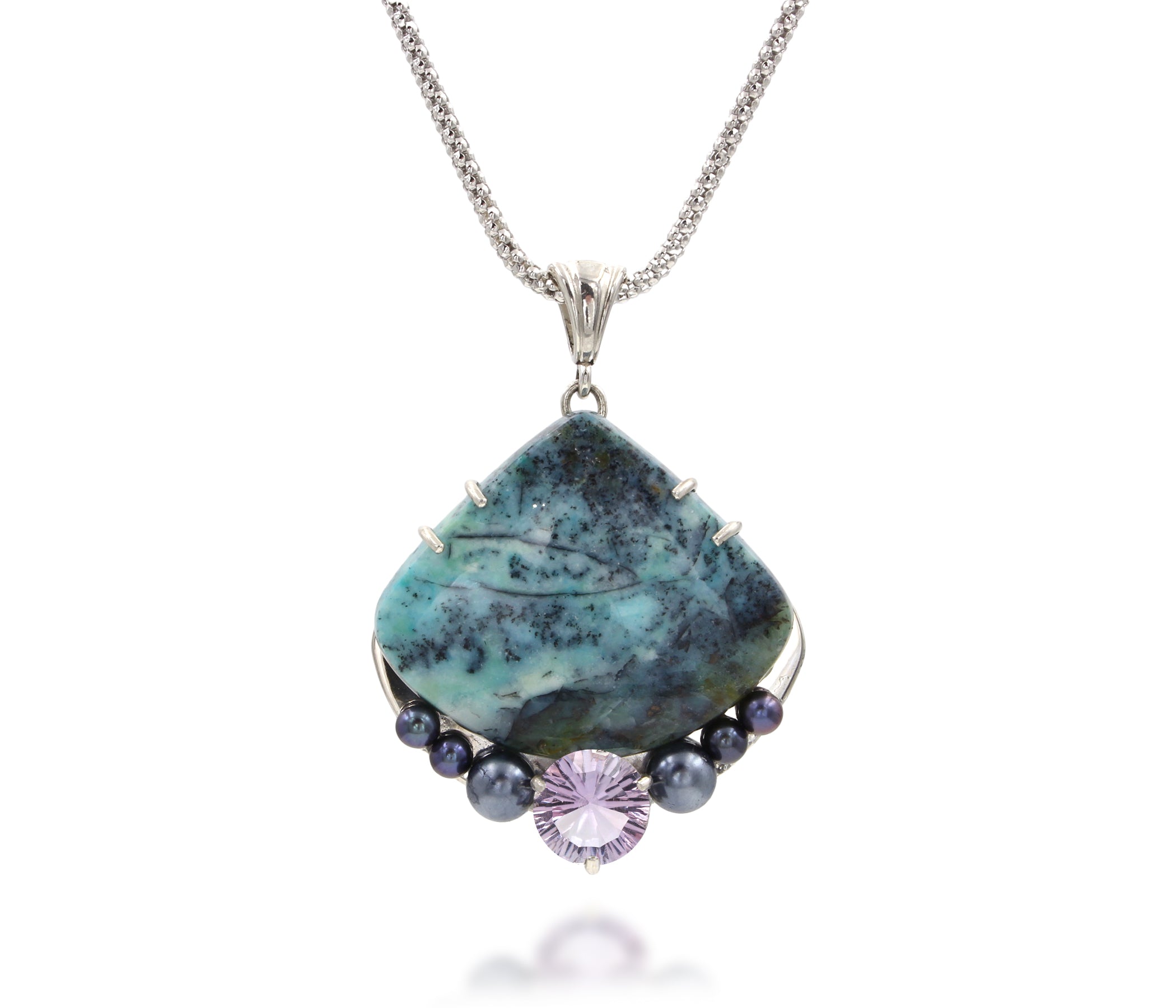 Light Amethyst Chrysocolla Pearl Necklace