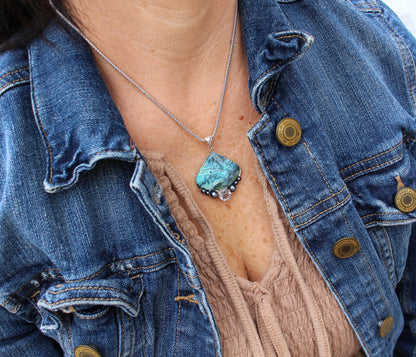 Light Amethyst Chrysocolla Pearl Necklace Set
