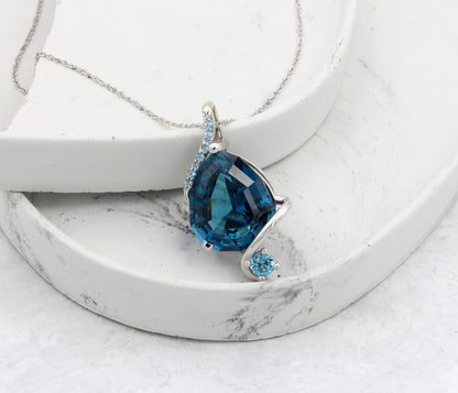 Stunning Swirl London Blue Topaz Necklace
