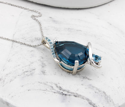Stunning Swirl London Blue Topaz Necklace