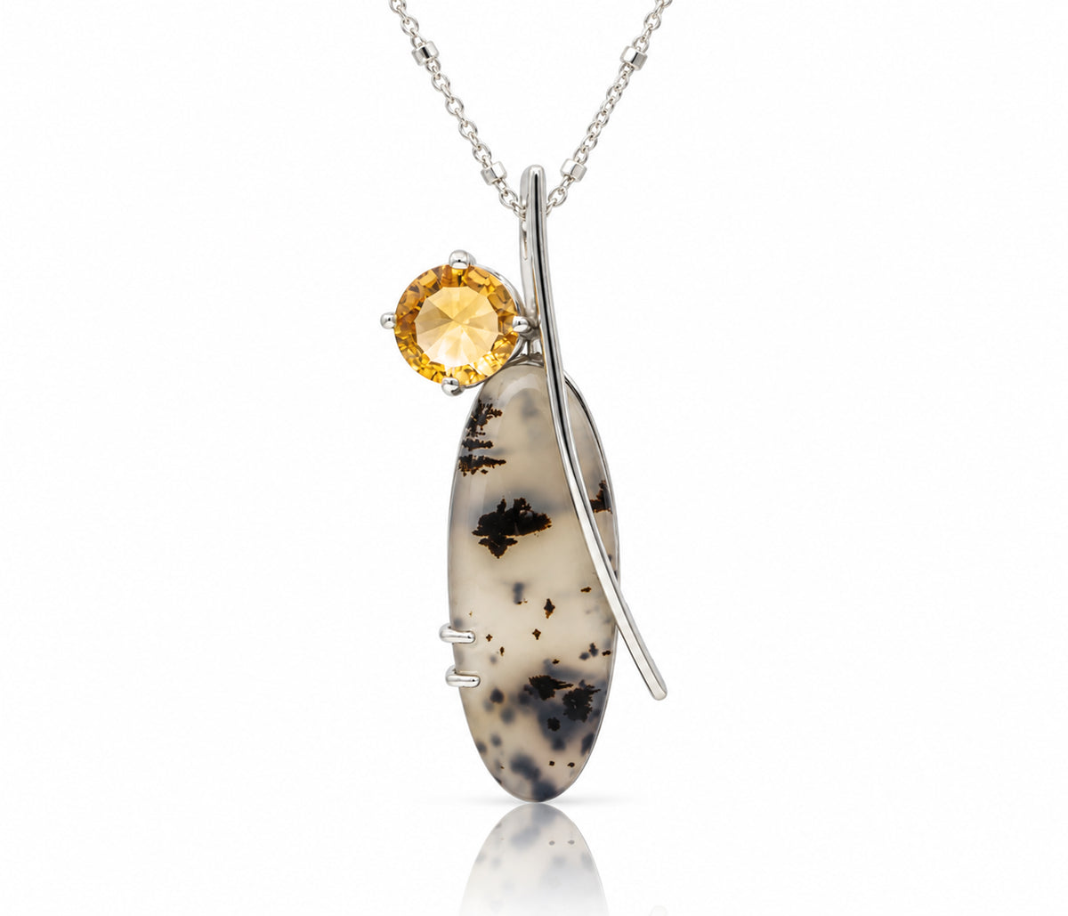 Montana Agate Oval Asymmetrical Citrine Necklace