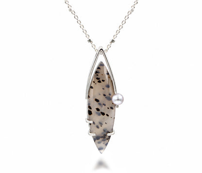 Montana Agate Marquise Pearl Necklace