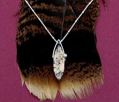Montana Agate Marquise Pearl Necklace