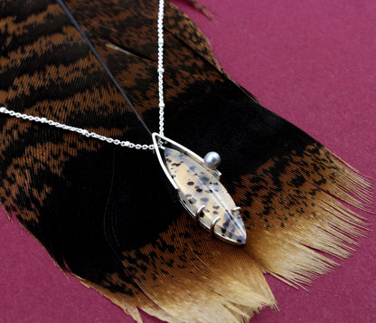 Montana Agate Marquise Pearl Necklace