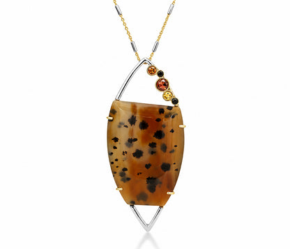 Montana Agate Open Marquise Staggered Necklace Set