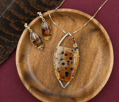Montana Agate Open Marquise Staggered Necklace Set