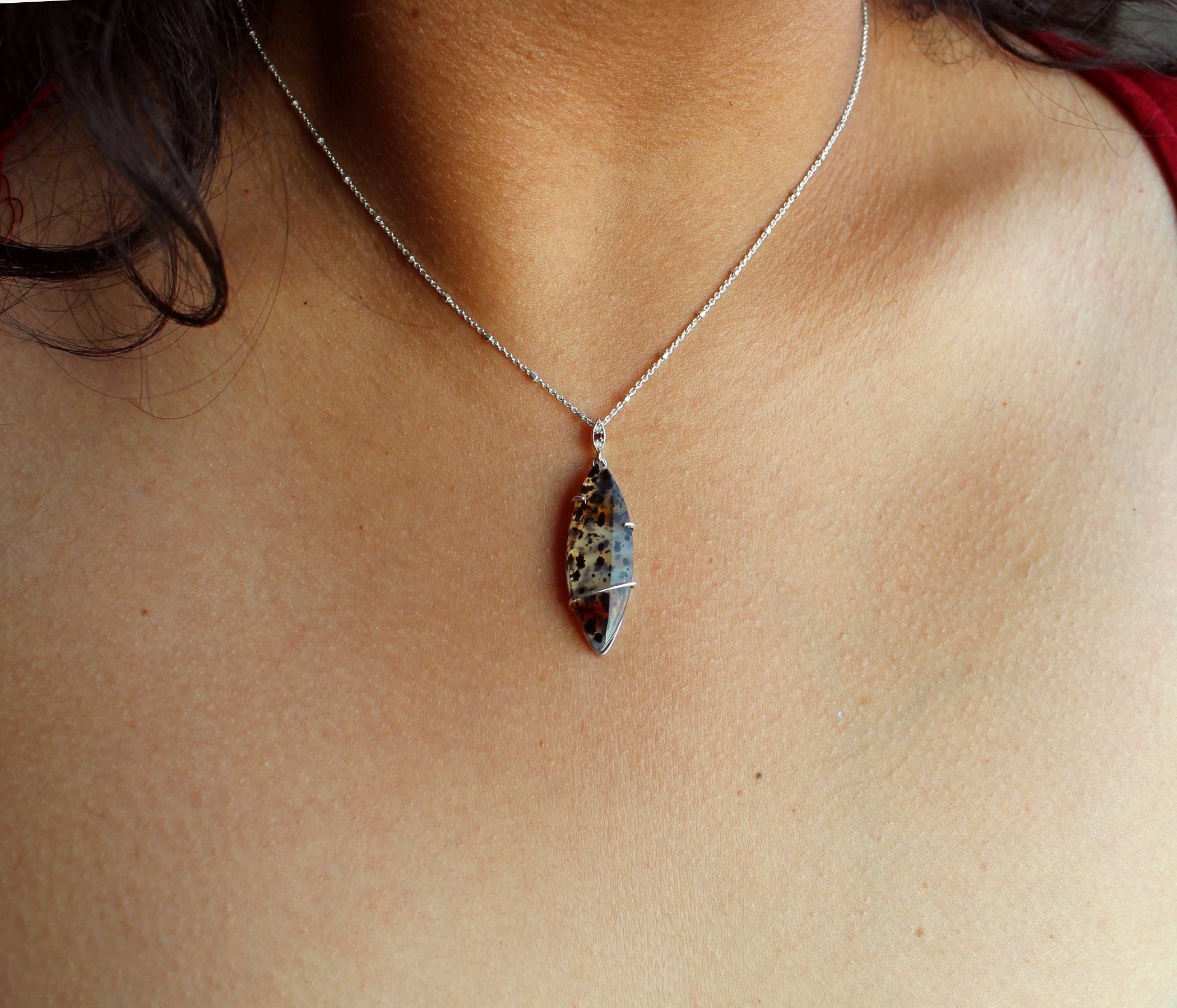 Montana Agate Marquise Garnet Necklace