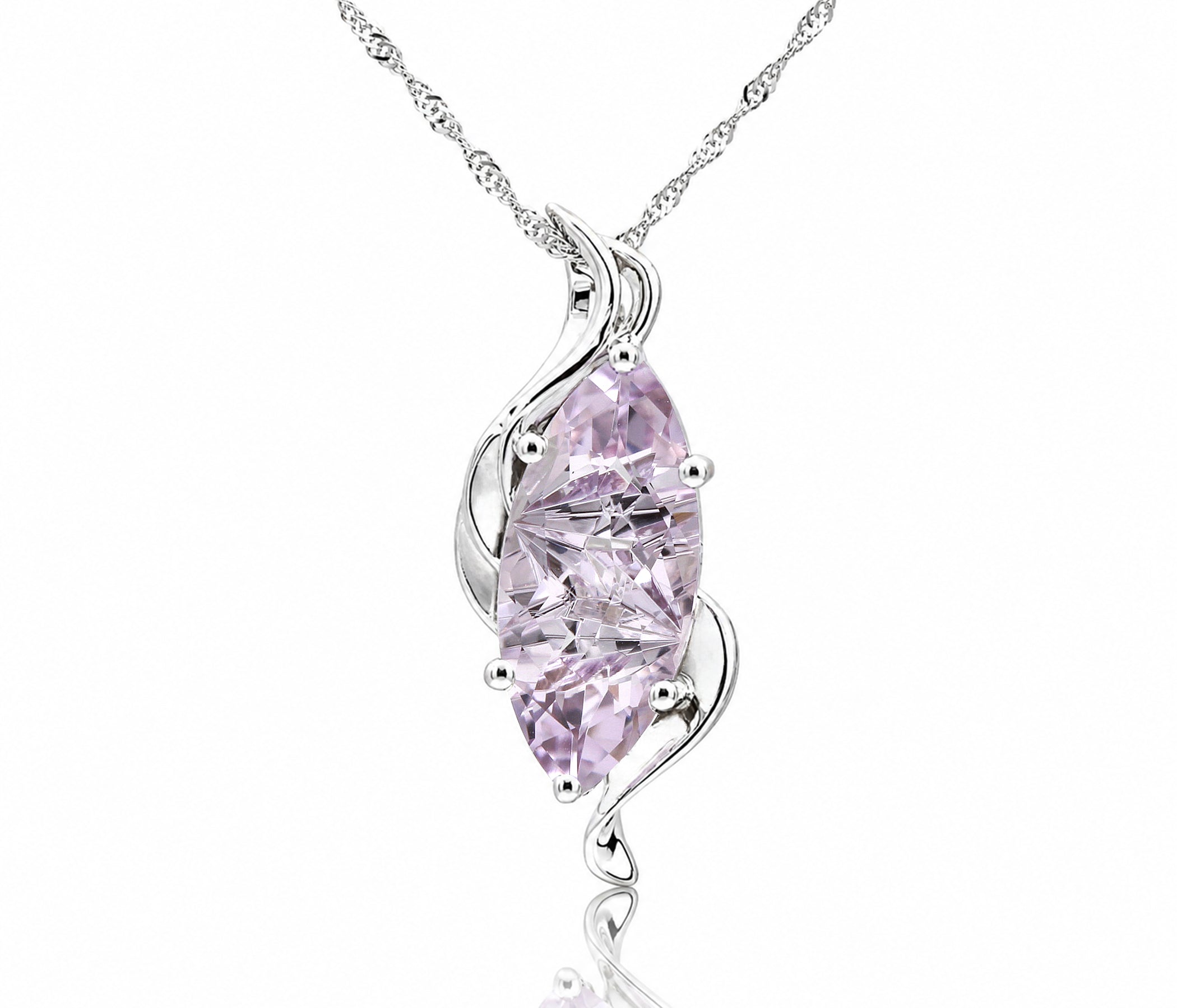 Marquise Lilac Amethyst Ribbon Swirl Necklace