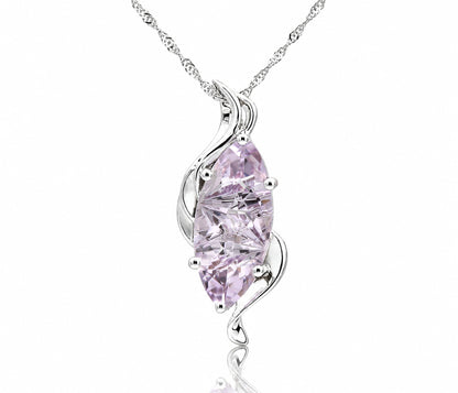 Marquise Lilac Amethyst Ribbon Swirl Necklace