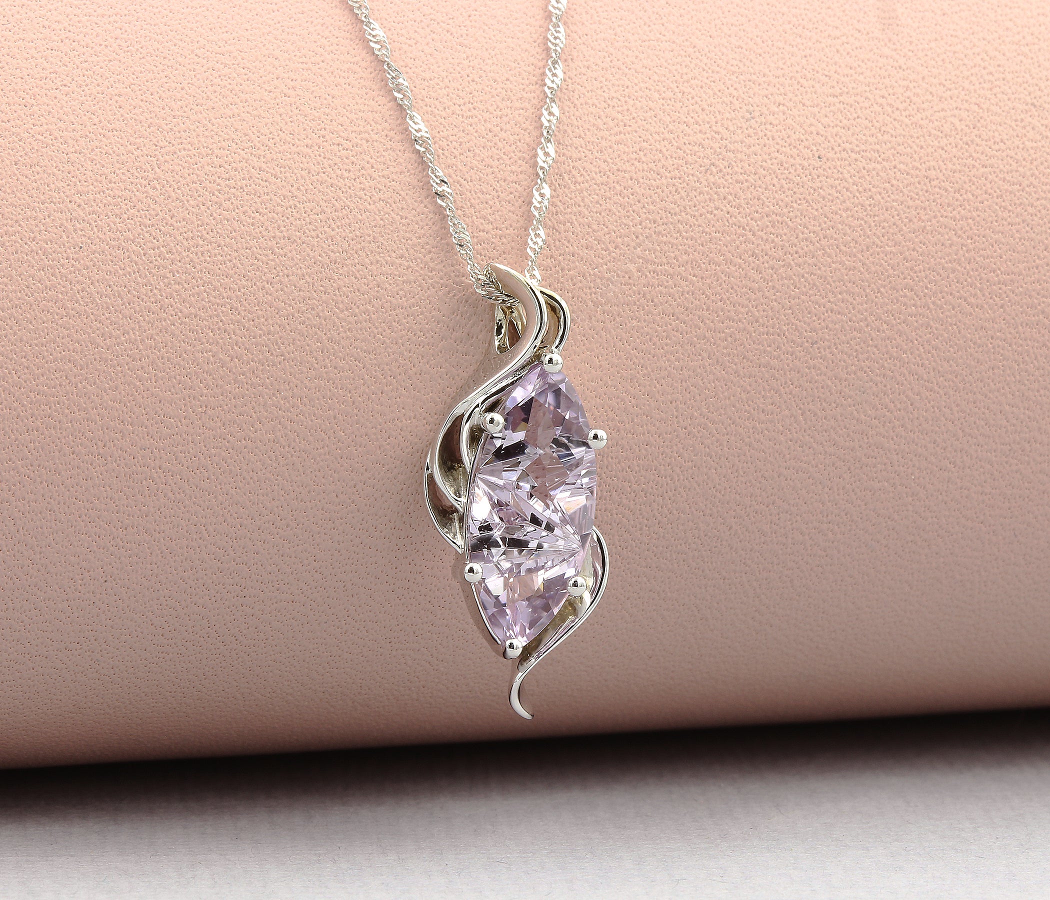 Marquise Lilac Amethyst Ribbon Swirl Necklace