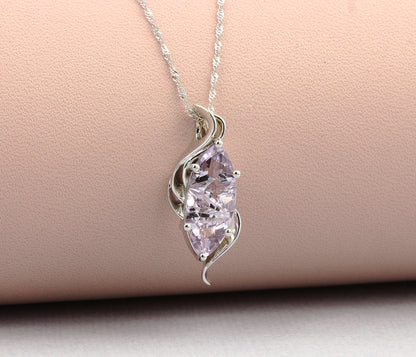 Marquise Lilac Amethyst Ribbon Swirl Necklace