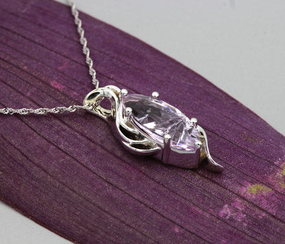 Marquise Lilac Amethyst Ribbon Swirl Necklace