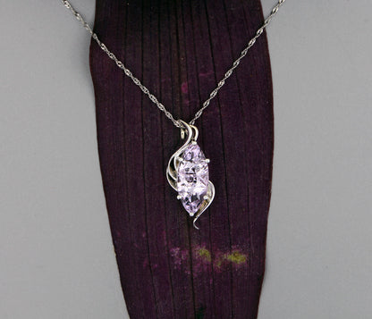 Marquise Lilac Amethyst Ribbon Swirl Necklace