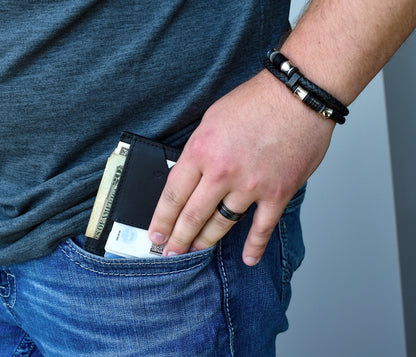 Slim Guy Front Pocket Black Leather Wallet
