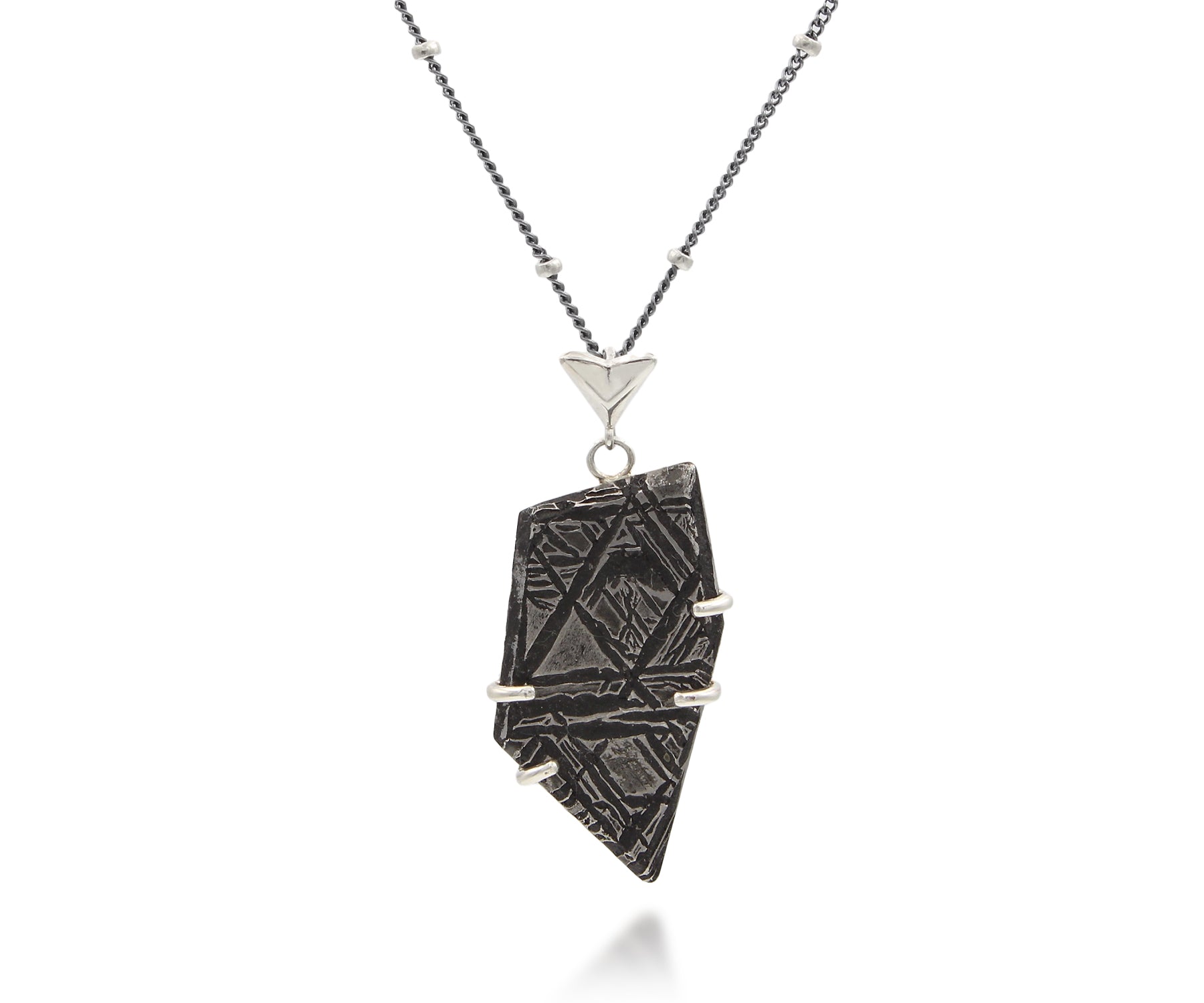 Angular Meteorite Necklace Matching Earrings