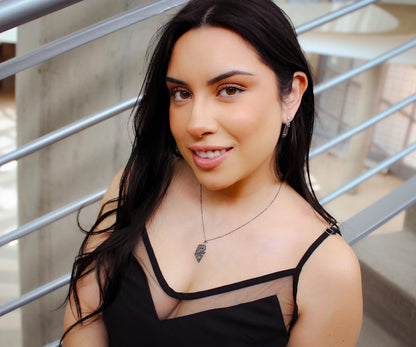 Angular Meteorite Necklace Matching Earrings