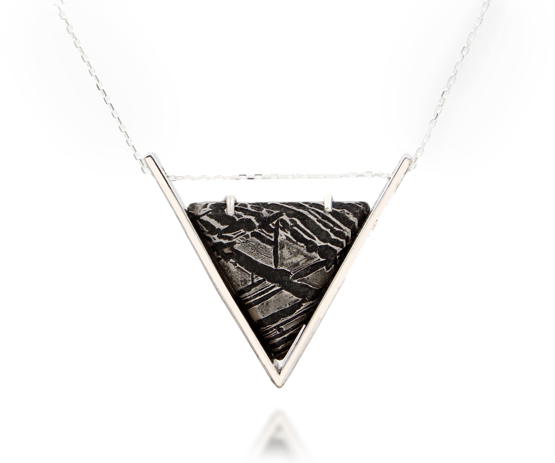 Triangle Meteorite Silver Necklace