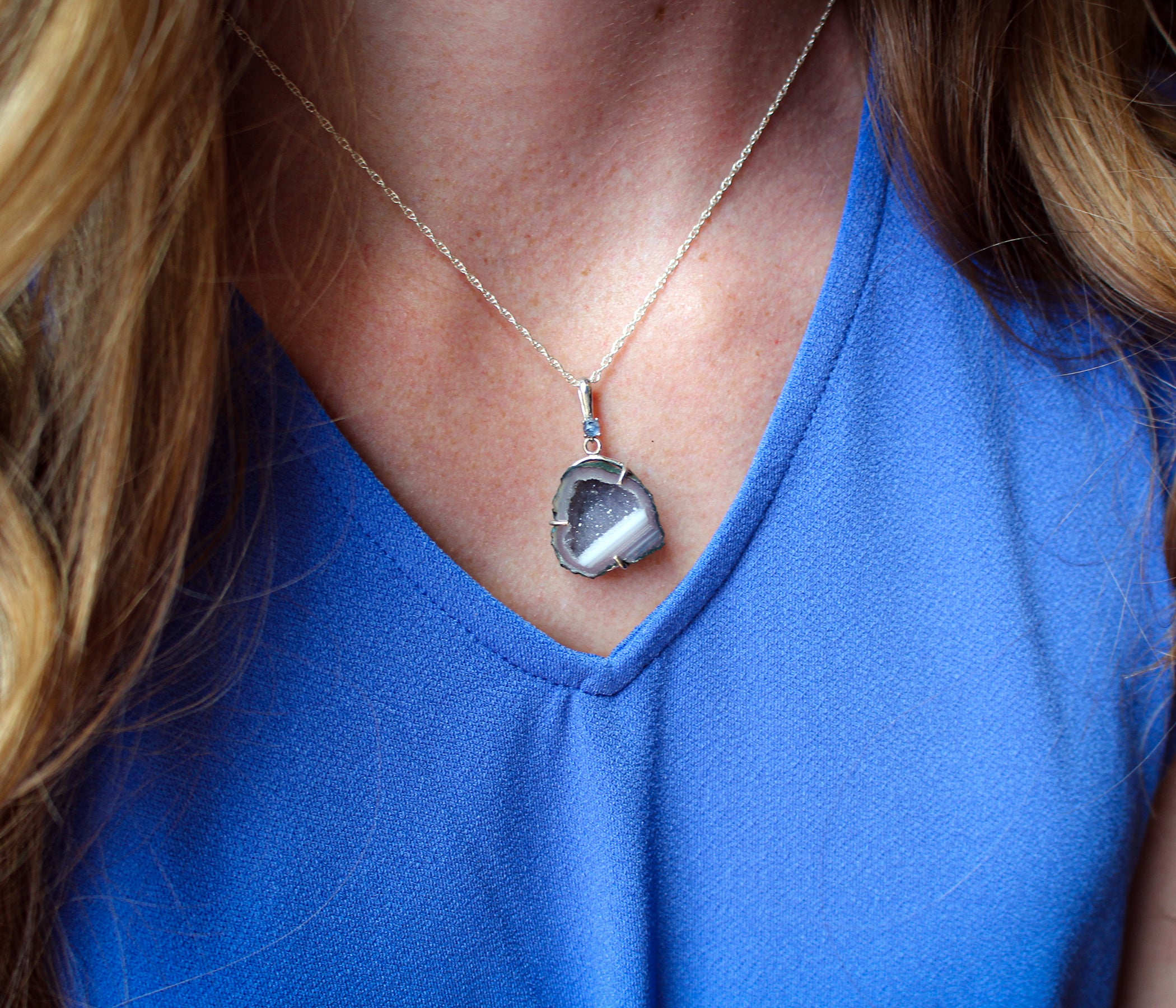 Mini Geode Lavender Druzy Necklace