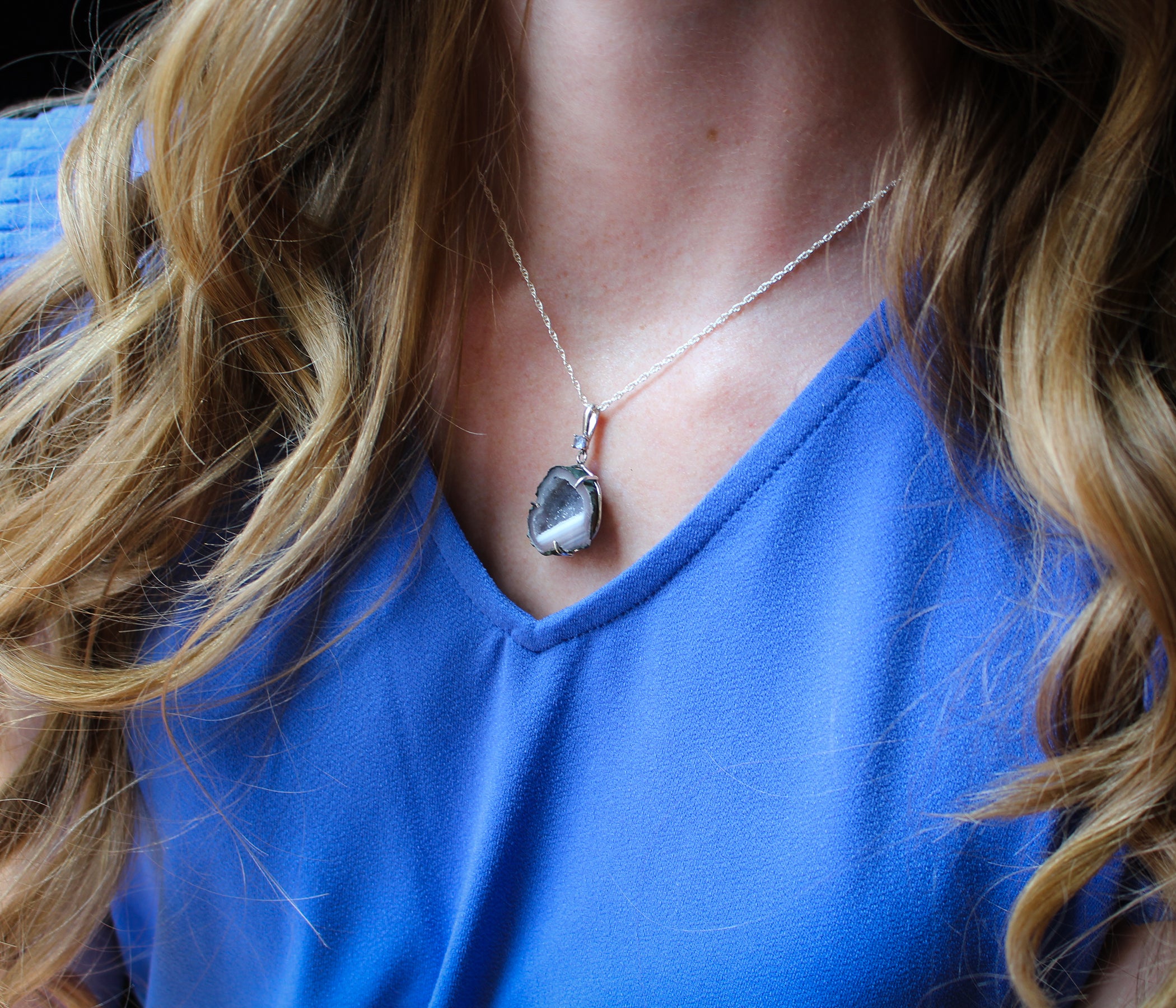 Mini Geode Lavender Druzy Necklace