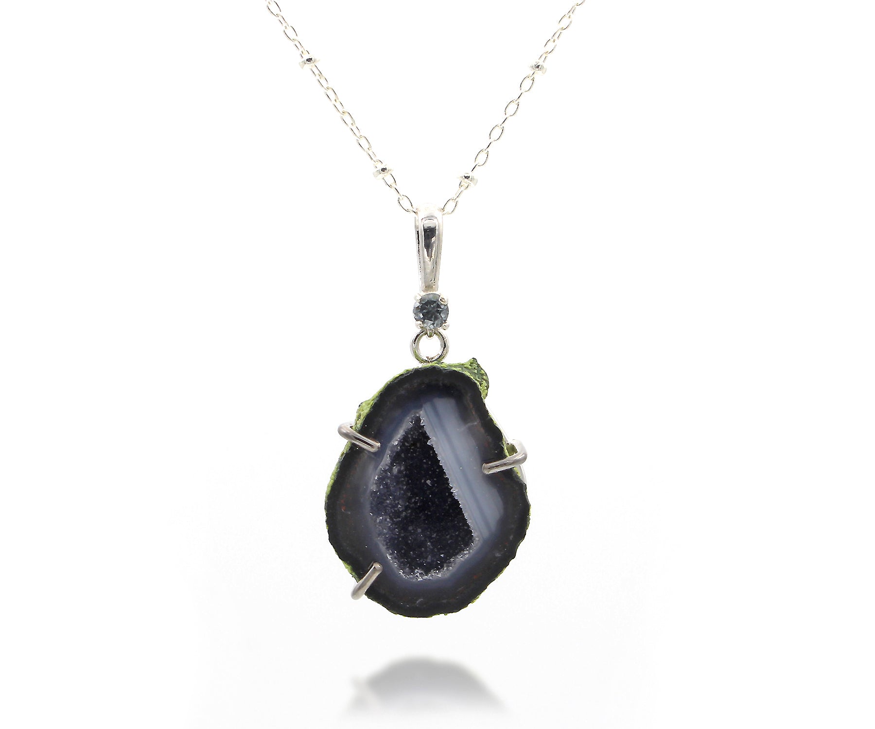 Mini Geode Gray Druzy Necklace