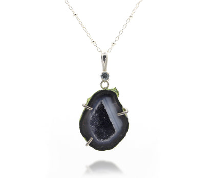 Mini Geode Gray Druzy Necklace
