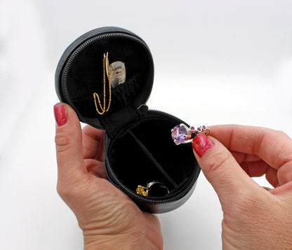 Mini Round Travel Jewelry Keychain Case