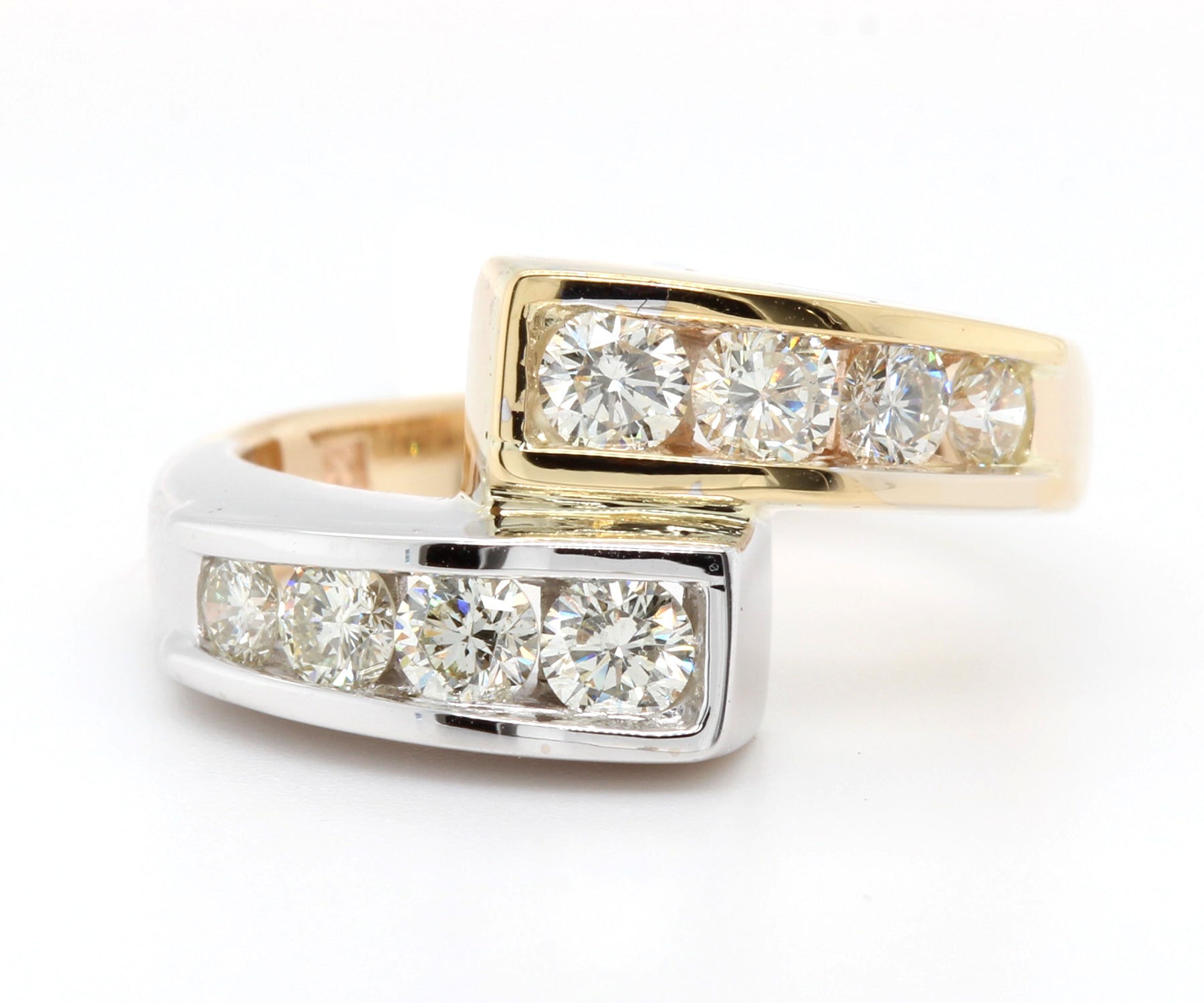 Modern Two-Tone Twist Diamond Ring
