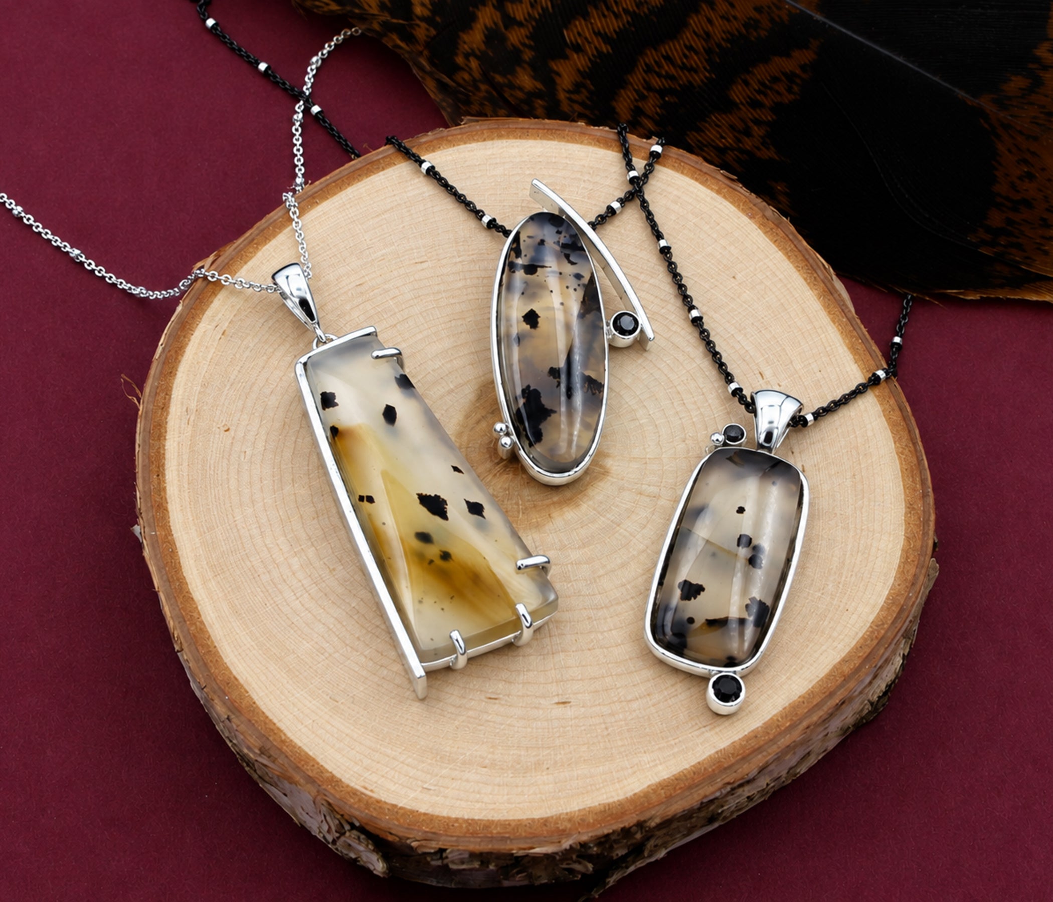 Montana Agate Wild Cat Abstract Necklace