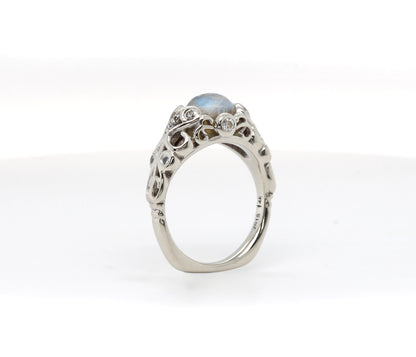 Intricate Vintage Swirl Moonstone Engagement Ring