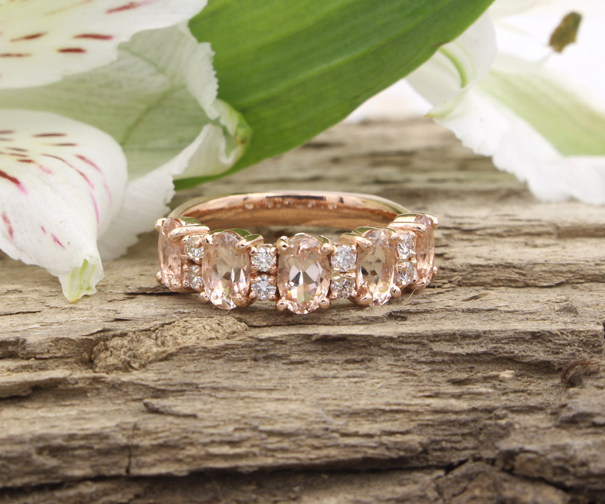 Morganite and Diamond Anniversary Ring