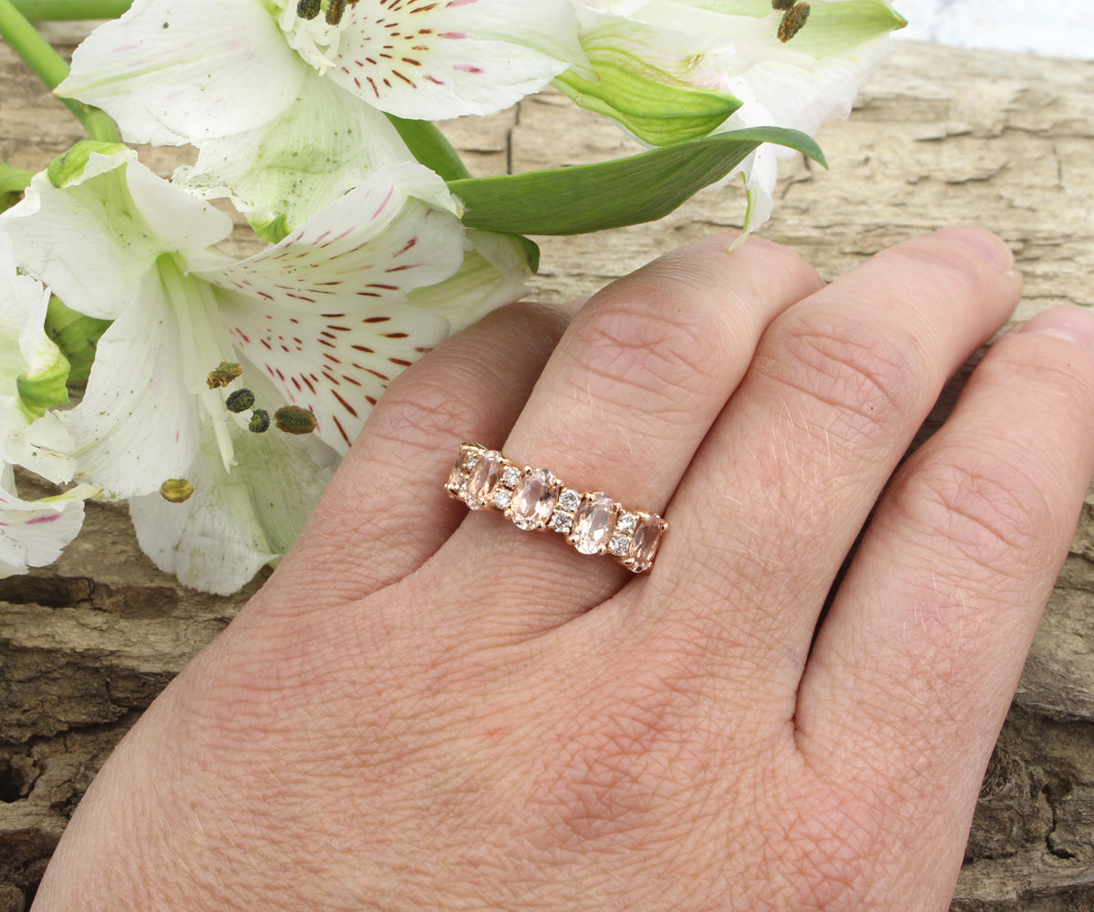 Morganite and Diamond Anniversary Ring