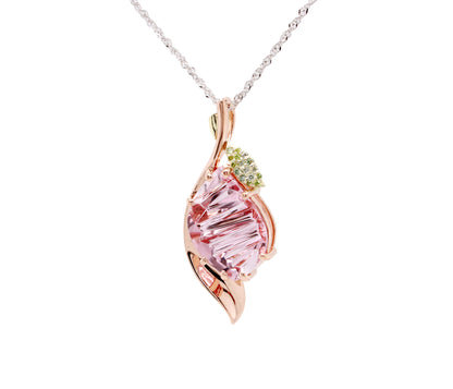 Romantic Morganite Rose Gold Leaf Necklace