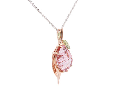 Romantic Morganite Rose Gold Leaf Necklace