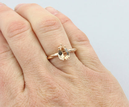 Simple Teardrop Twist Morganite Rose Gold Ring