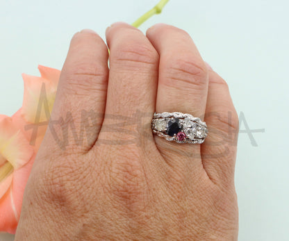 Cluster Three Stone Diamond Ring Redesign